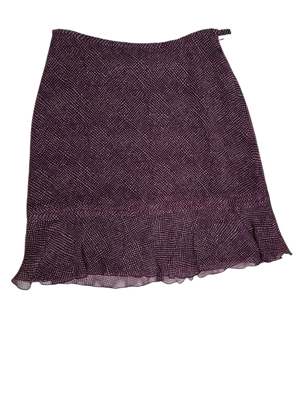 Ann Taylor Plum Printed Ruffle-Hem A-Line Skirt size 2P